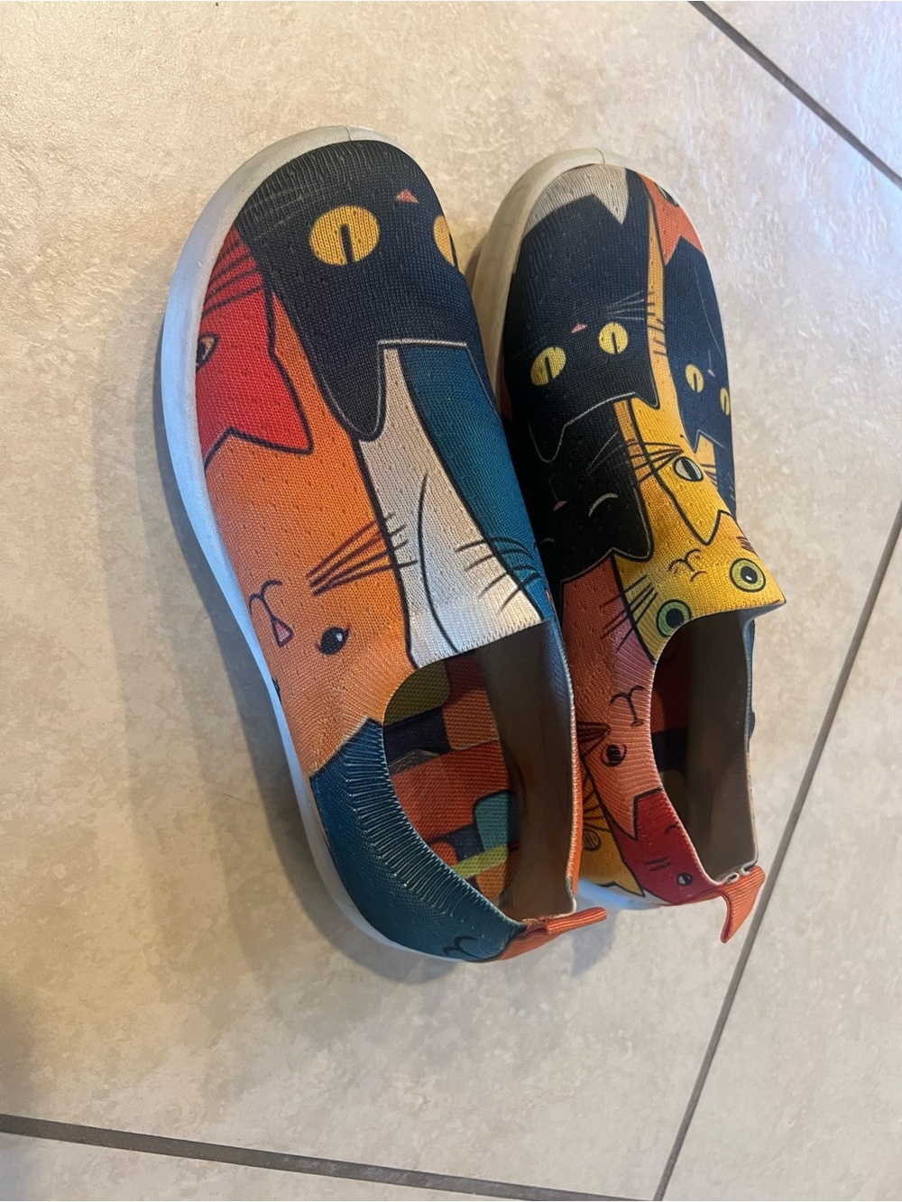 Source Unknown Black & Orange Cat Print Slip-On Flats comfortable - Picture 3 of 9
